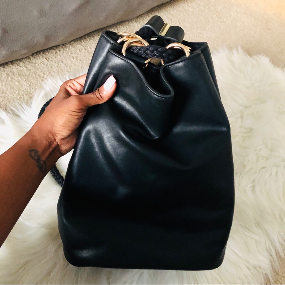 Zara Black Leather Backpack
